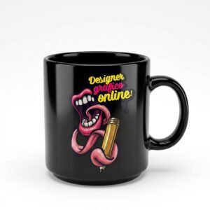 Caneca de Cerâmica Personalizada Preta com tarja